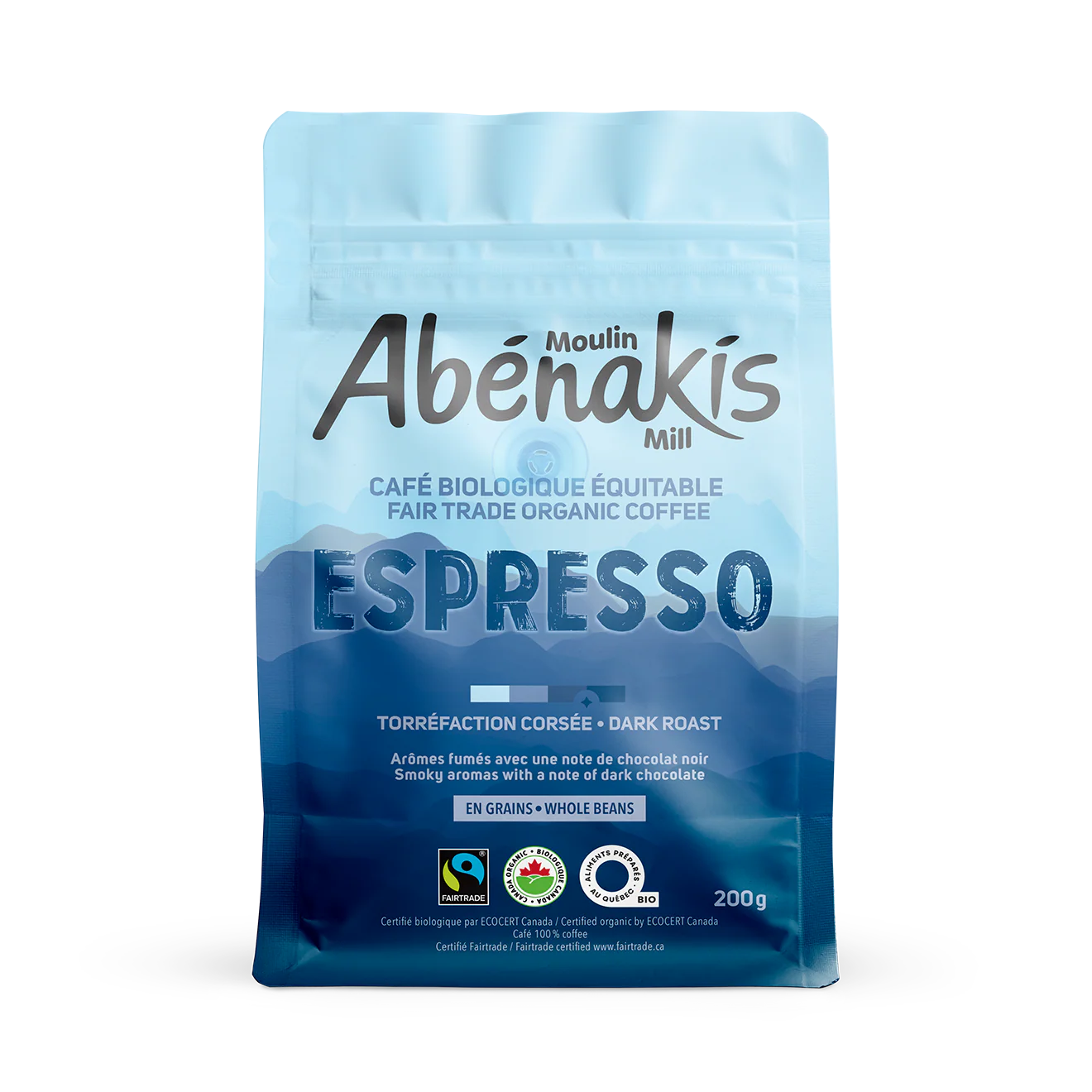 Moulin Abenakis Mill Espresso Ground Coffee, organic and fair trade 200g