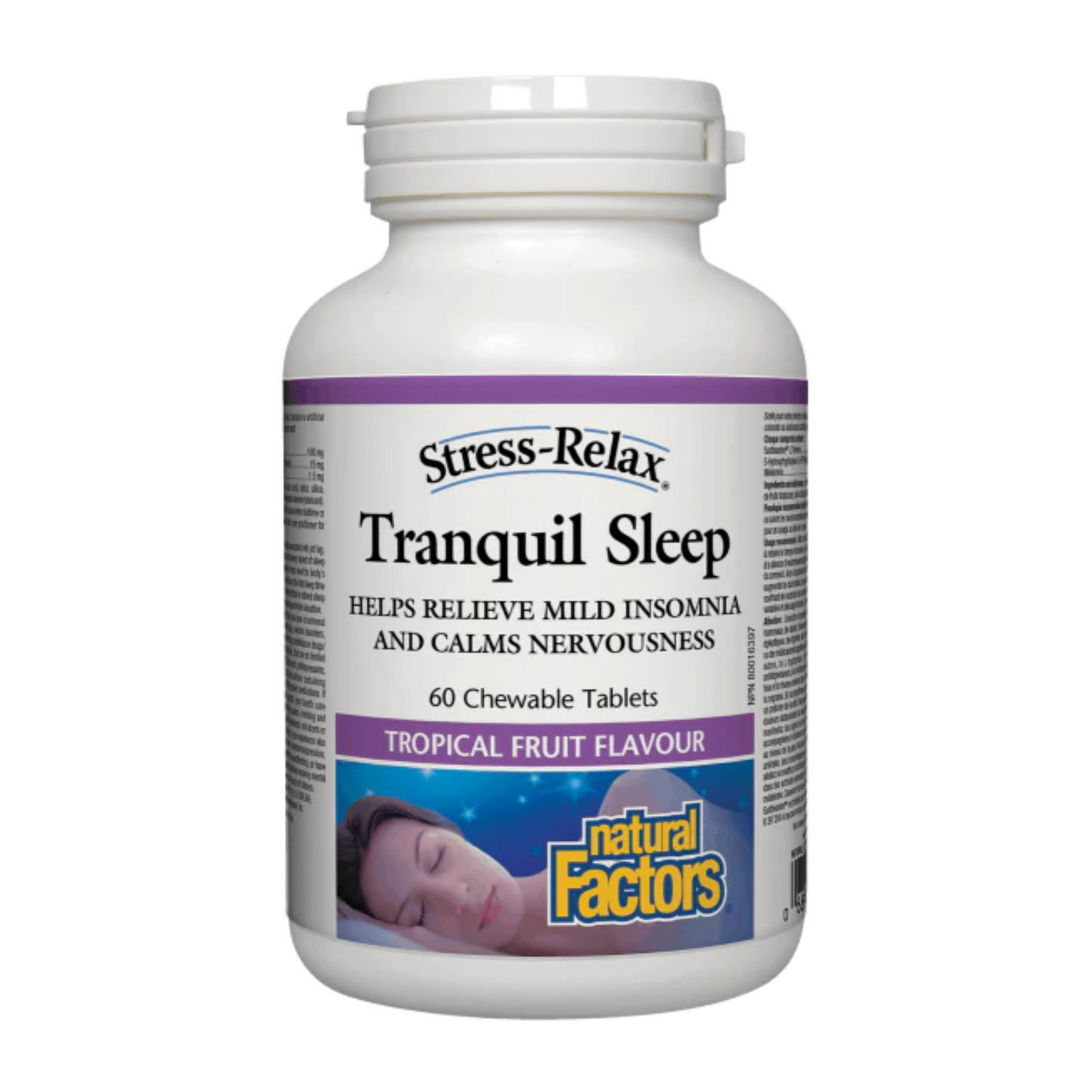 Natural Factors Tranquil Sleep® 60 Chewable Tablets Tropical Fruit Flavour