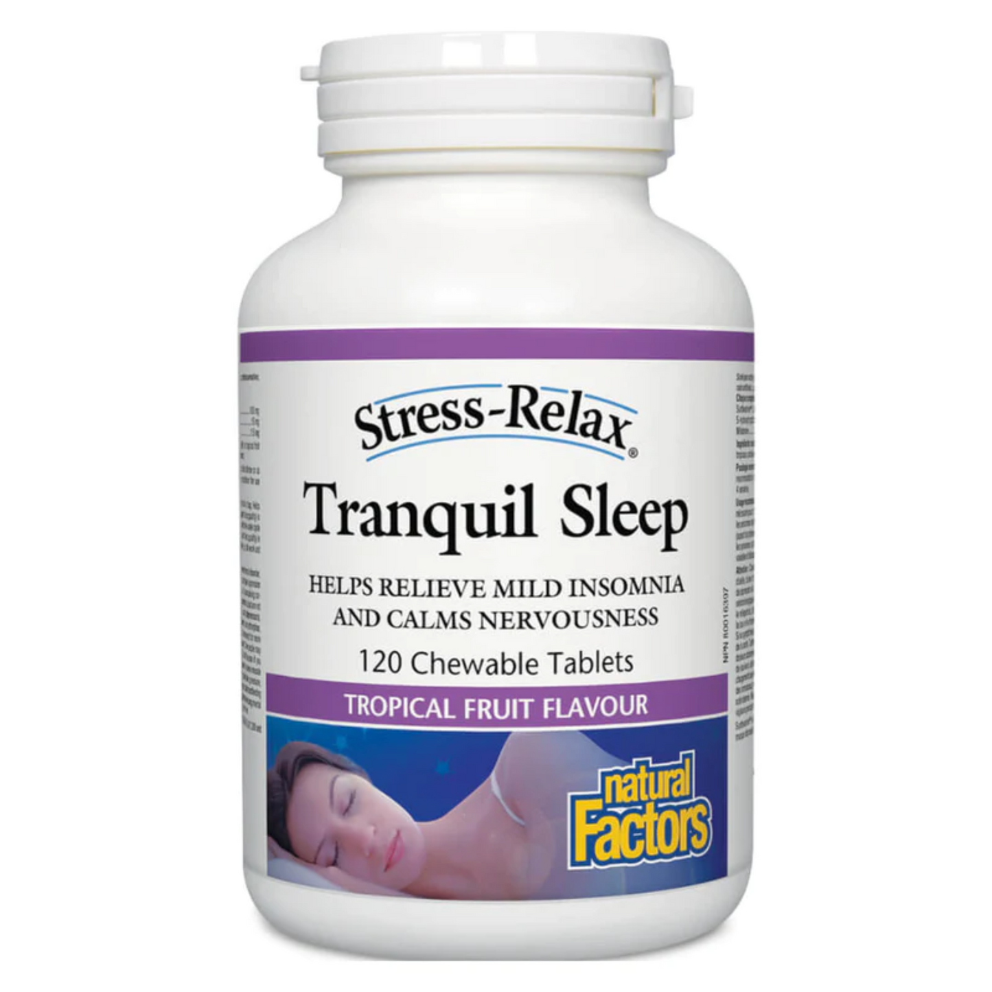 Natural Factors Tranquil Sleep® 120 Chewable Tablets Tropical Fruit Flavour