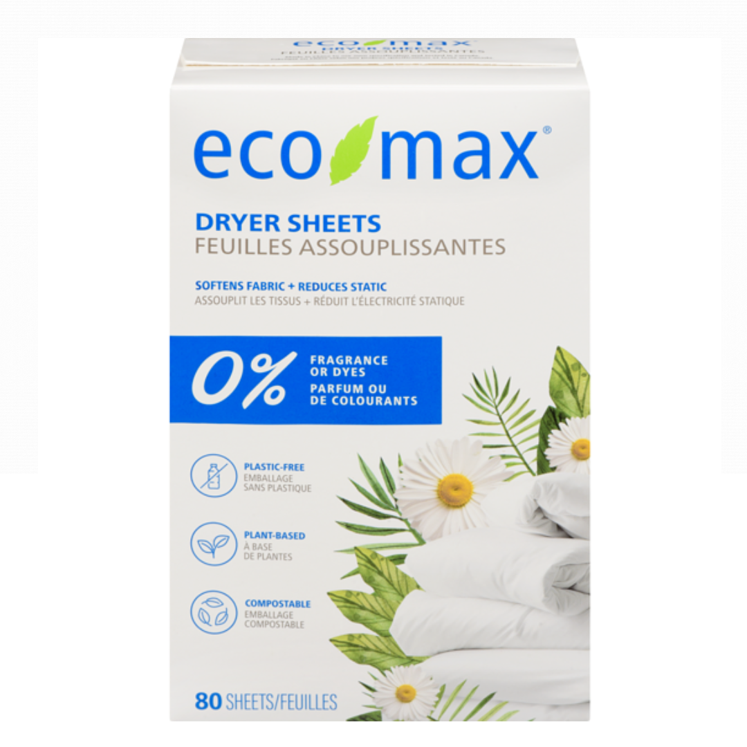 Eco-Max Dryer Sheets Fragrance Free 80 Count