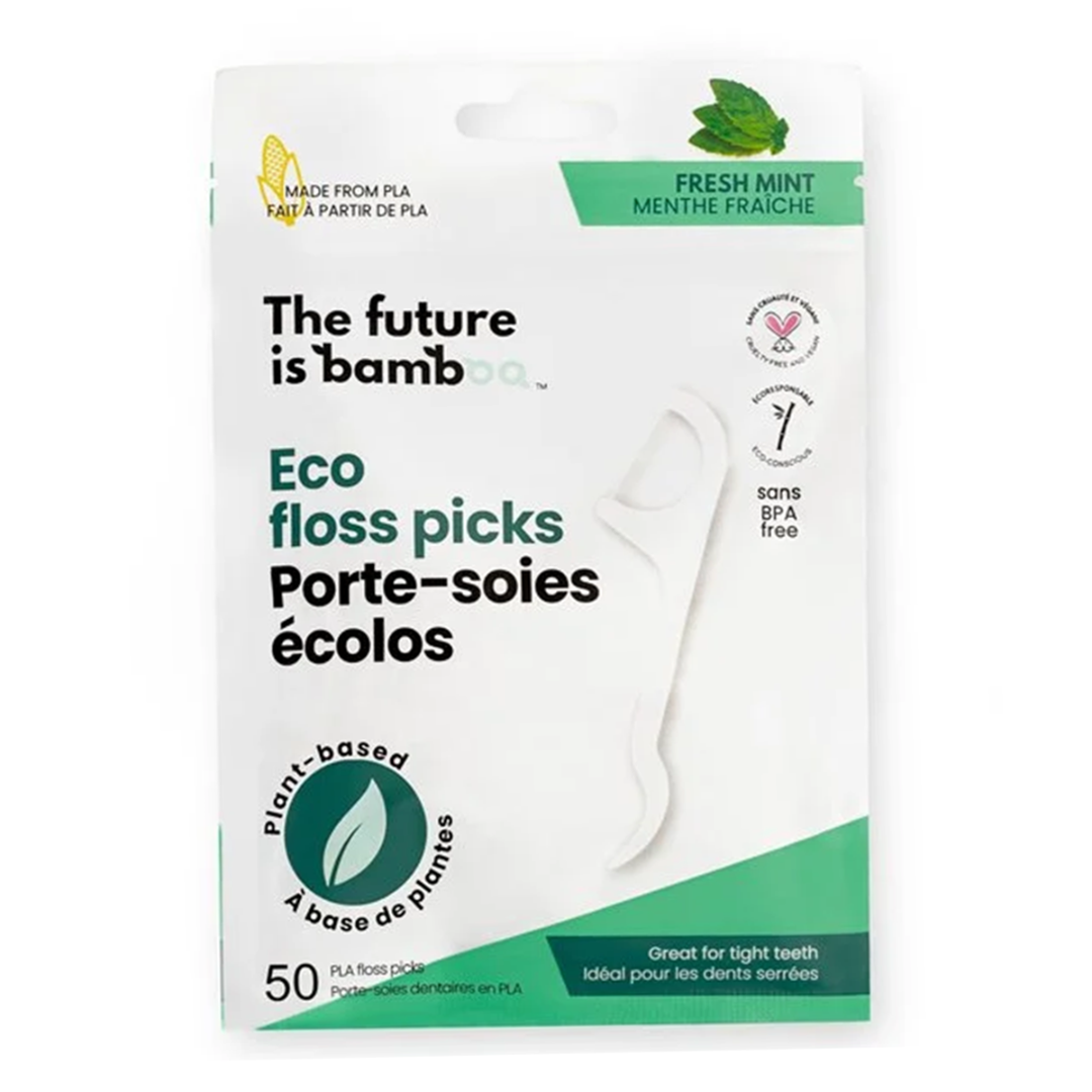 Bamboo Eco Floss Picks Fresh Mint 50 Unit