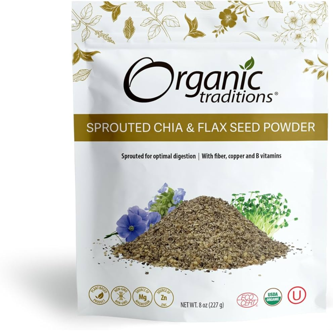 Organic Traditions Sprouted Chia & Flaxseed Powder 454G