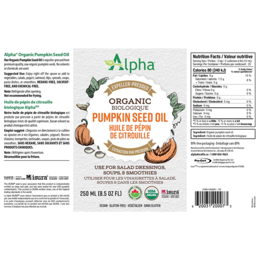 Alpha Organic Pumpkin Seed Oil 250ml