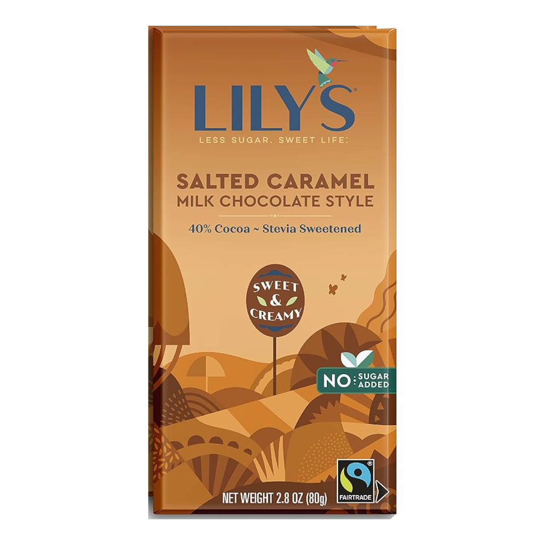 Lily's Sweets 40% Milk Chocolate Salted Caramel Bar Stevia 80g