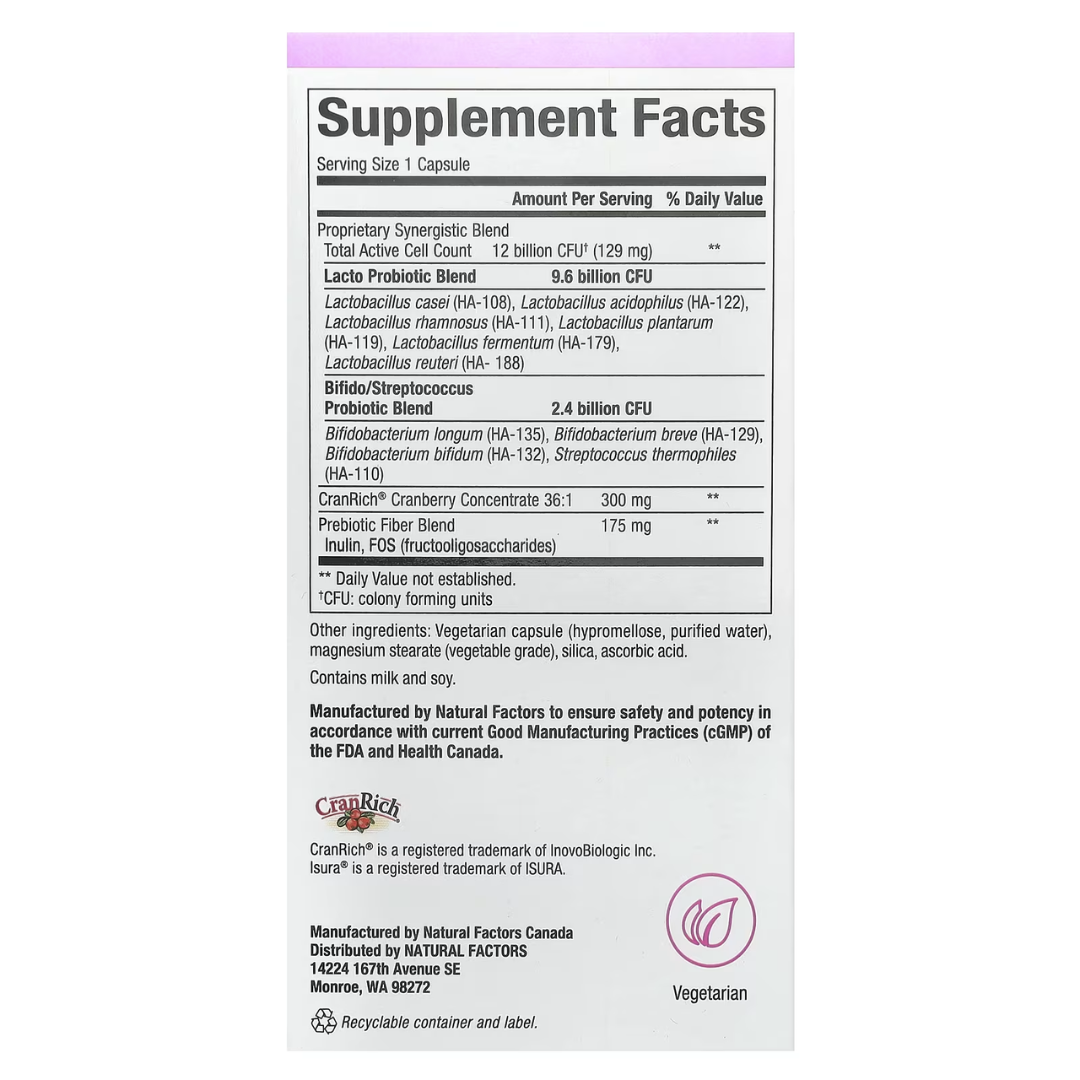 Natural Factors Women's Multi Probiotic 12 Billion 120 Veggie Caps