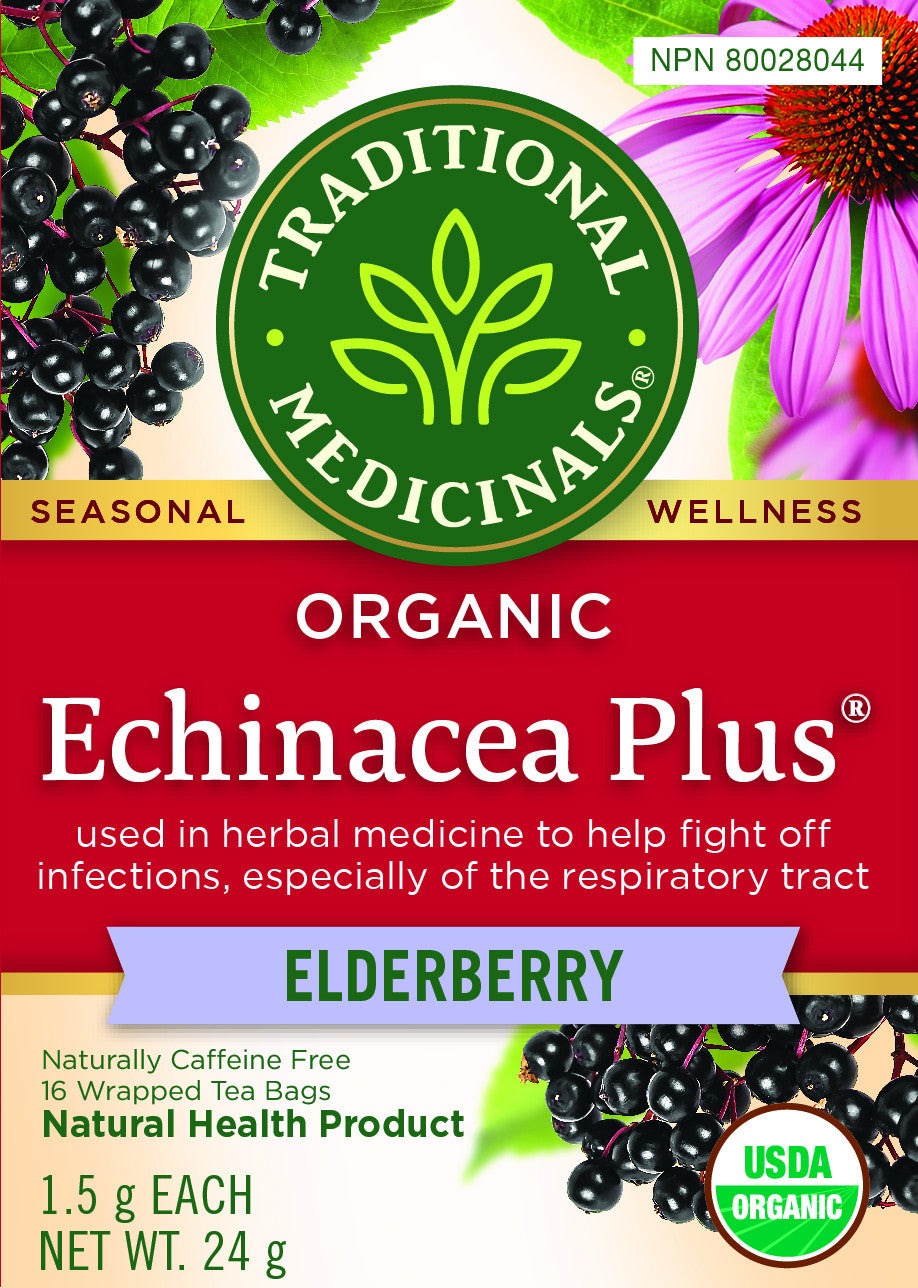 Traditional Medicinals Organic Echinacea Plus Elderberry 16 Tea Bags