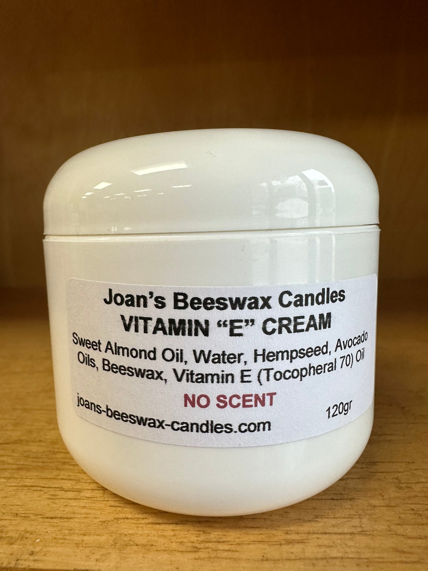 Joan's Beeswax Candles Vitamin "E" Cream No Scent 120g