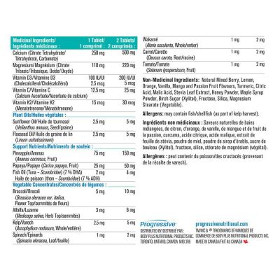 Progressive Complete Calcium For Kids Orange Passion Fruit 60 Chewable Tablets