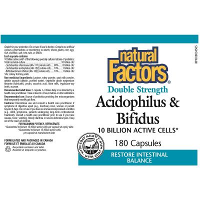 Natural Factors Acidophilus & Bifidus 10 Billion 180 Capsules