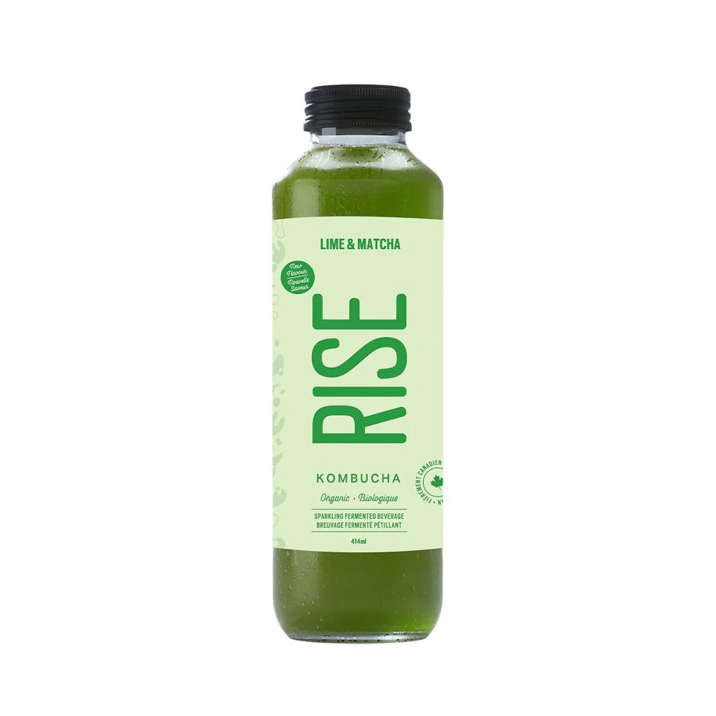 Rise Kombucha Lime Matcha 414ml Refrigerated