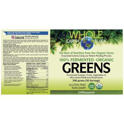 Whole Earth & Sea Organic 100% Fermented Greens Unflavoured 390g