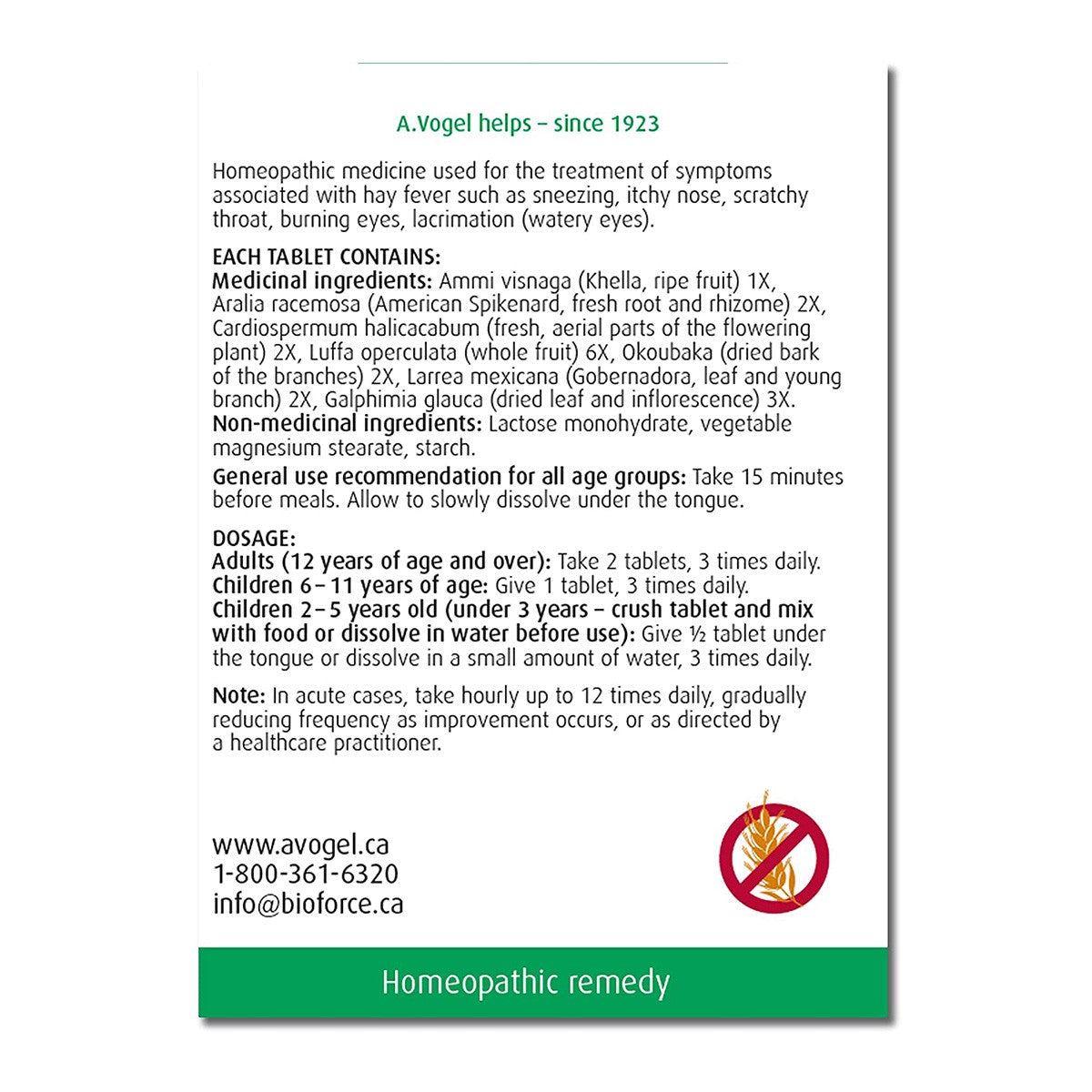 A.Vogel Allergy Relief 120 Tablets