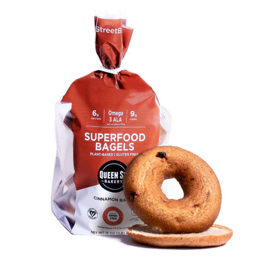 Queen Street Bakery Gluten Free Superfood Bagels Cinnamon Raisin 454g