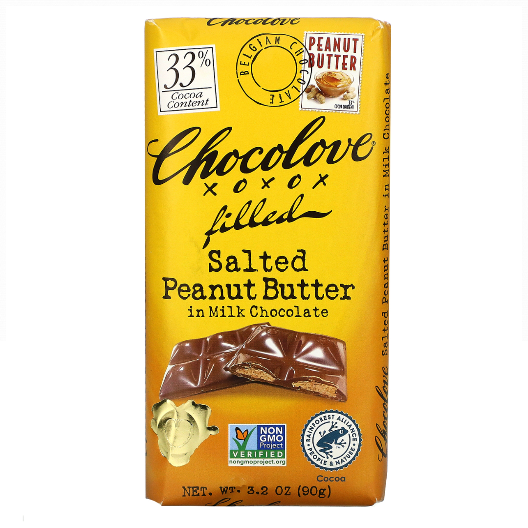 Chocolove Salted Peanut Butter Milk Chocolate Bar 90g