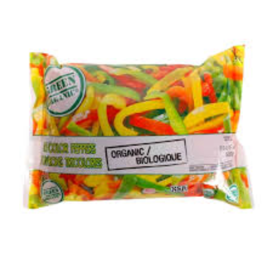 Green Organic Tri-Colour Peppers 500g (Frozen)