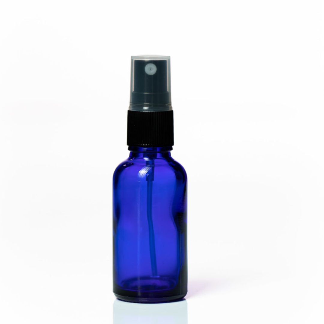 Divine Essence Blue Glass Bottle + Spray 30ml