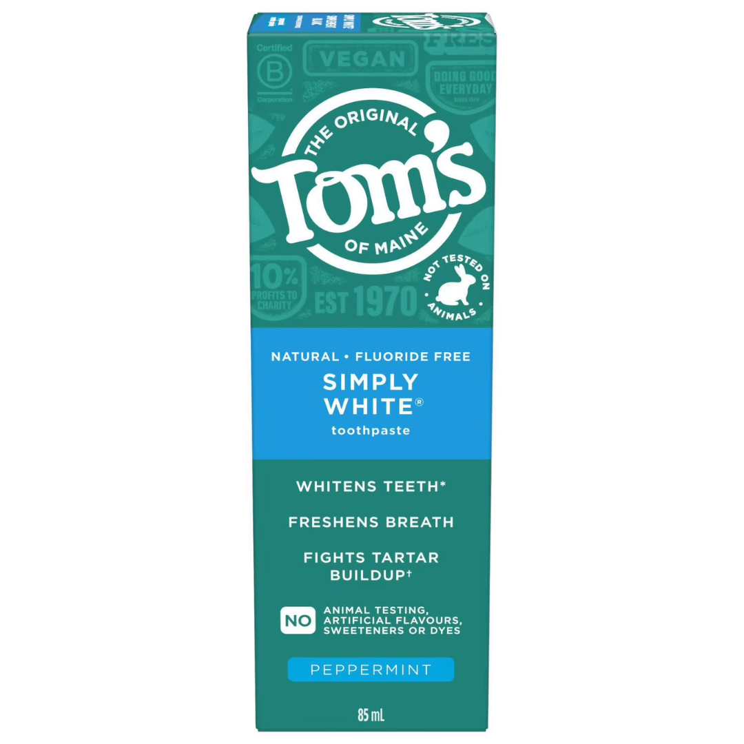 Tom's of Maine Simply White Peppermint Natural Whitening Toothpaste 85 mL