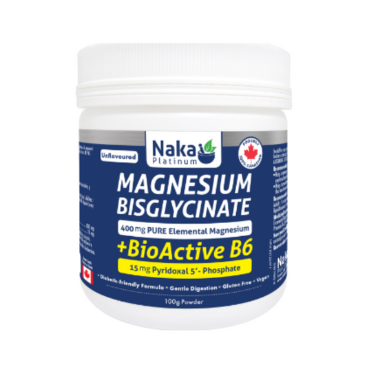 Naka Magnesium Bisglycinate with Bioactive B6 100g