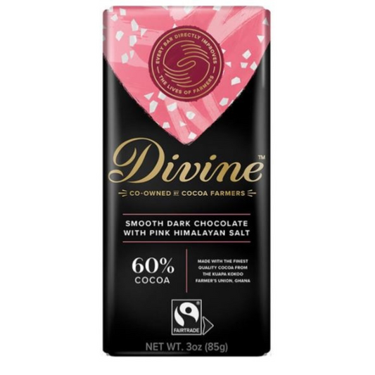 Divine Dark Chocolate with Pink Himalayan Salt 60% 85g Bar