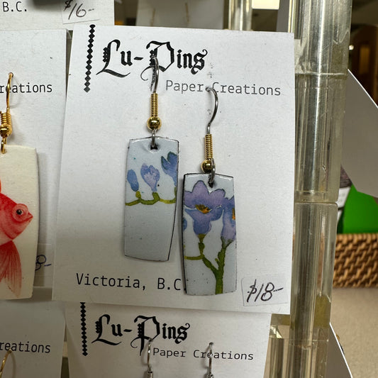 Lu-Pins Paper Creations Water Colour Flower Earrings