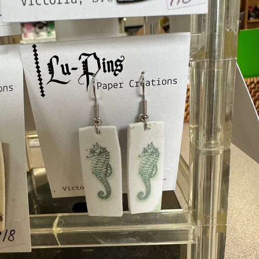 Lu-Pins Paper Creations Sea Horse Earrings