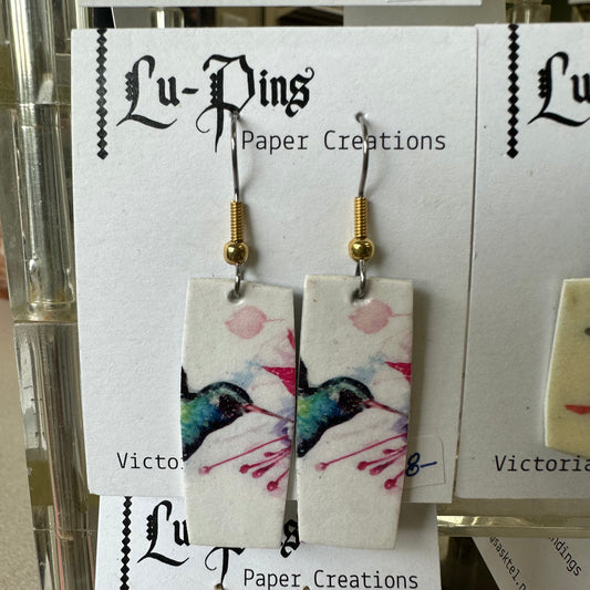 Lu-Pins Paper Creations Humming Bird Earrings