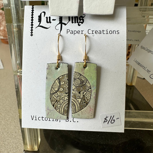 lu-Pins Paper Creations Moon Design Earrings