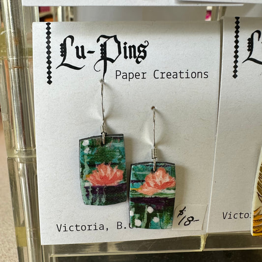 Lu-Pins Paper Creations Water Lily Earrings