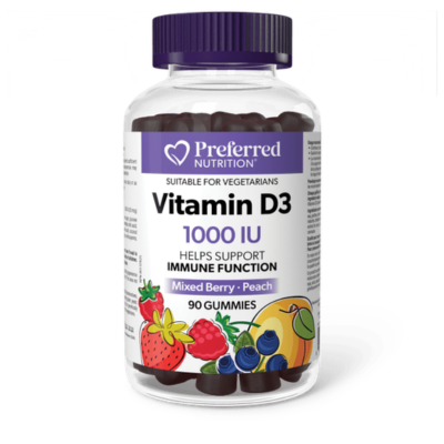 Preferred Nutrition Vitamin D3 1000IU 90 Gummies Mixed Berry