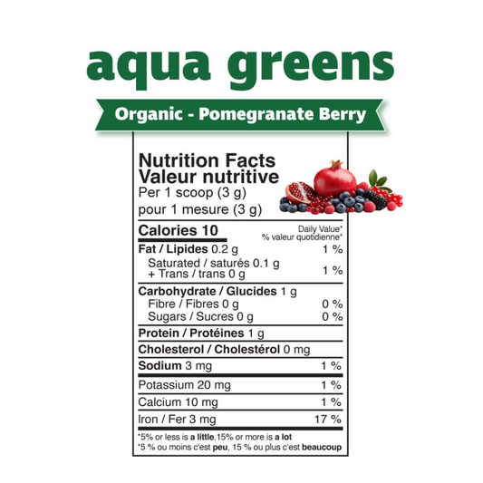 Prairie Naturals Aqua Greens Pomegranate Berry 3g Powder