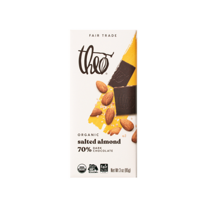 Theo Salted Almond 70% Dark Chocolate 85g