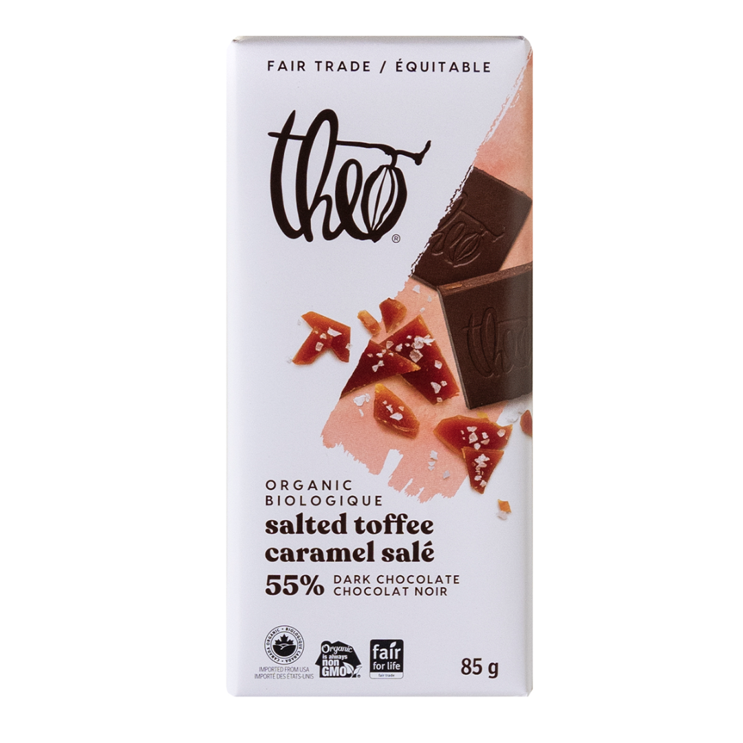 Theo Salted Toffee 55% Dark Chocolate 85g