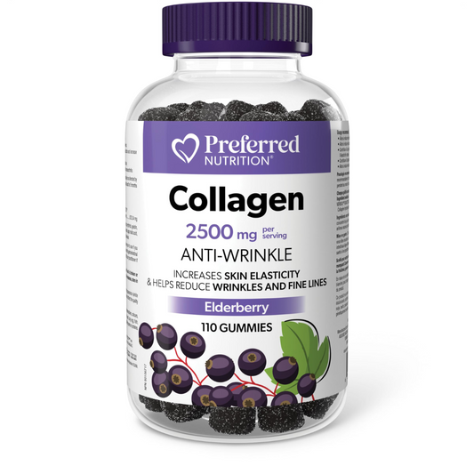 Preferred Nutrition 2500 mg Collagen 110 Gummies Elderberry