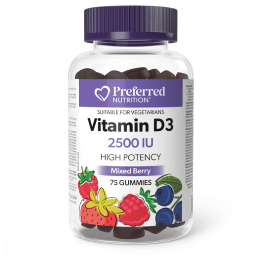 Preferred Nutrition Vitamin D3 2500IU 75 Gummies Mixed Berry