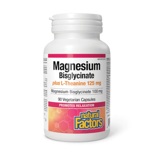 Natural Factors Magnesium Bisglycinate Plus L-Theanine 125mg 90 Capsules