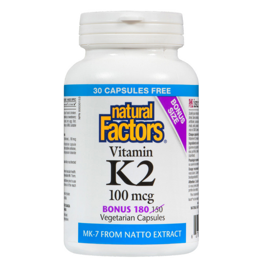 Natural Factors Vitamin K2 100 mcg 180 Vegetarian Capsules