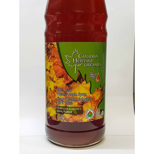 Canadian Heritage Organics Maple Syrup Grade A Dark 1L