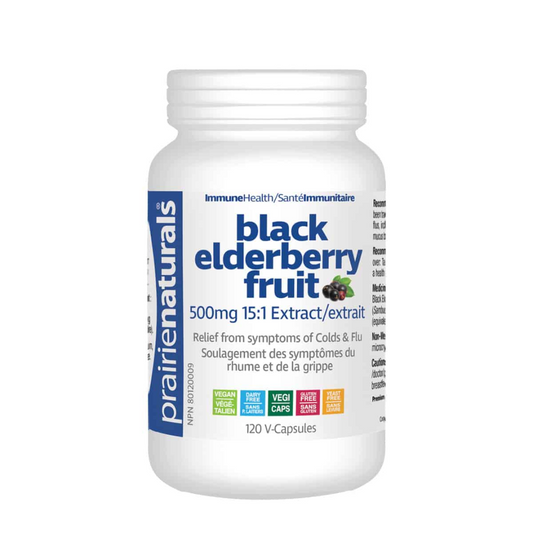 Prairie Naturals Black Elderberry Fruit Extract 120 Veggie Capsules
