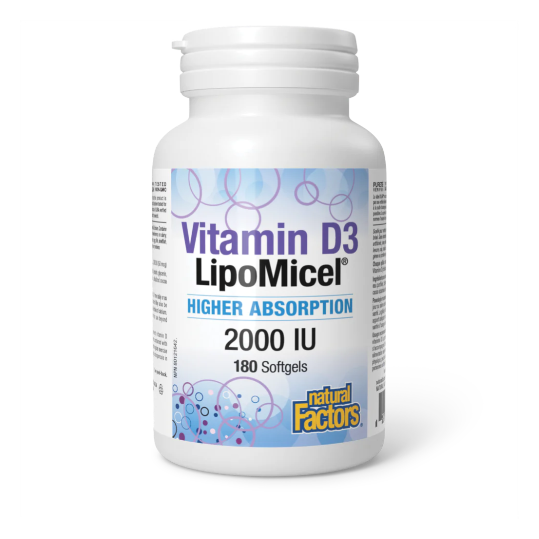 Natural Factors Vitamin D3 LipoMicel 2000IU 180 Softgels