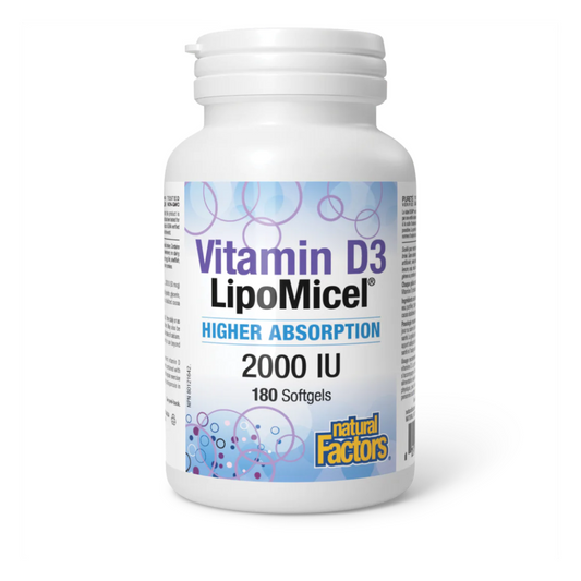 Natural Factors Vitamin D3 LipoMicel 2000IU 180 Softgels