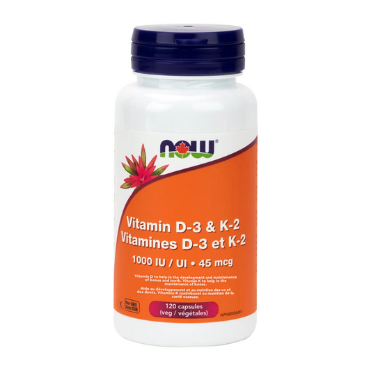 Now Vitamin D-3 & K2 120 Capsules