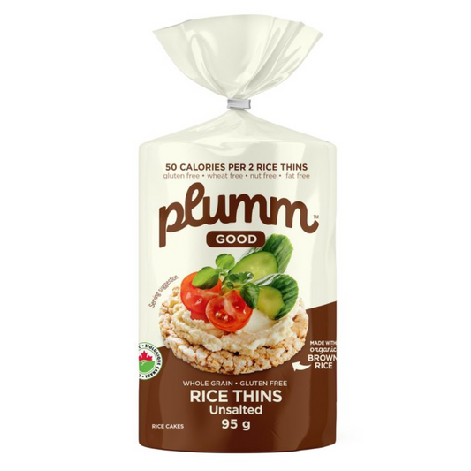 Plumm Good Brown Rice Cake Thins Unsalted 95g