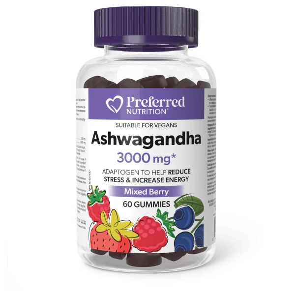 Preferred Nutrition Ashwagandha 3000mg 60 Gummies Mixed Berry