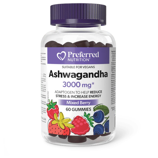 Preferred Nutrition Ashwagandha 3000mg 60 Gummies Mixed Berry
