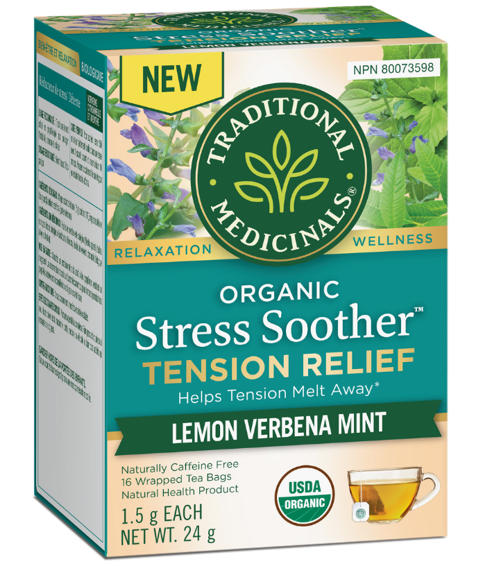 Traditional Medicinals Organic Stress Soother Lemon Verbena Mint Tea 16 Tea Bags