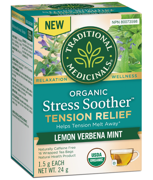 Traditional Medicinals Organic Stress Soother Lemon Verbena Mint Tea 16 Tea Bags