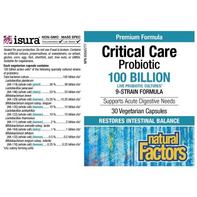 Natural Factors Critical Care Probiotic 100 Billion 30 Capsules