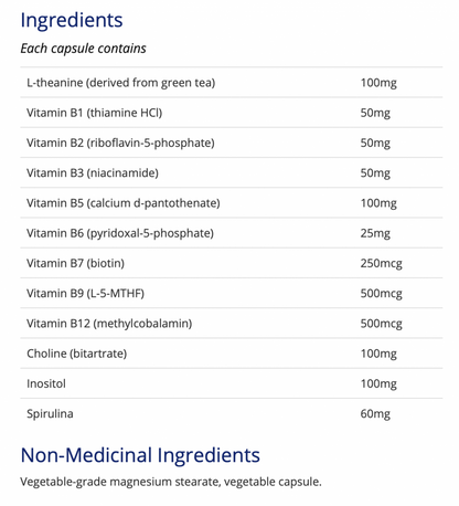 CanPrev Synergy B - Complex L-Theanine 60 Capsules