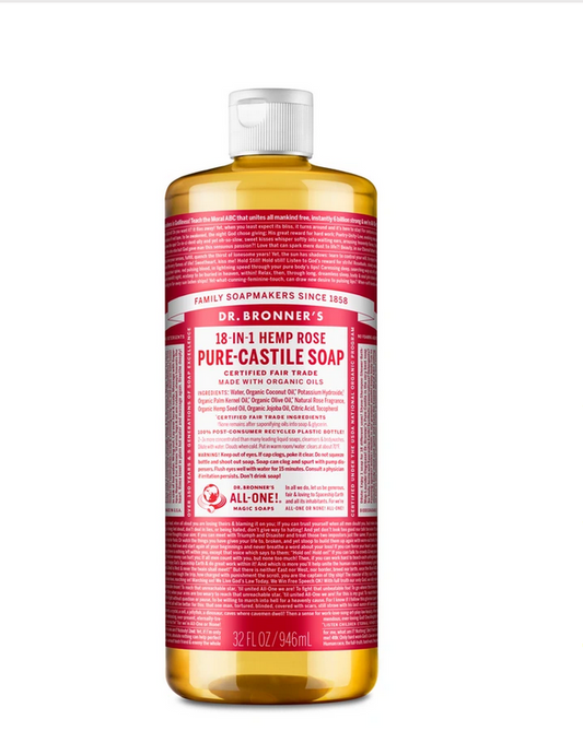Dr. Bronner's Rose Pure Castile Liquid Soap 946ml