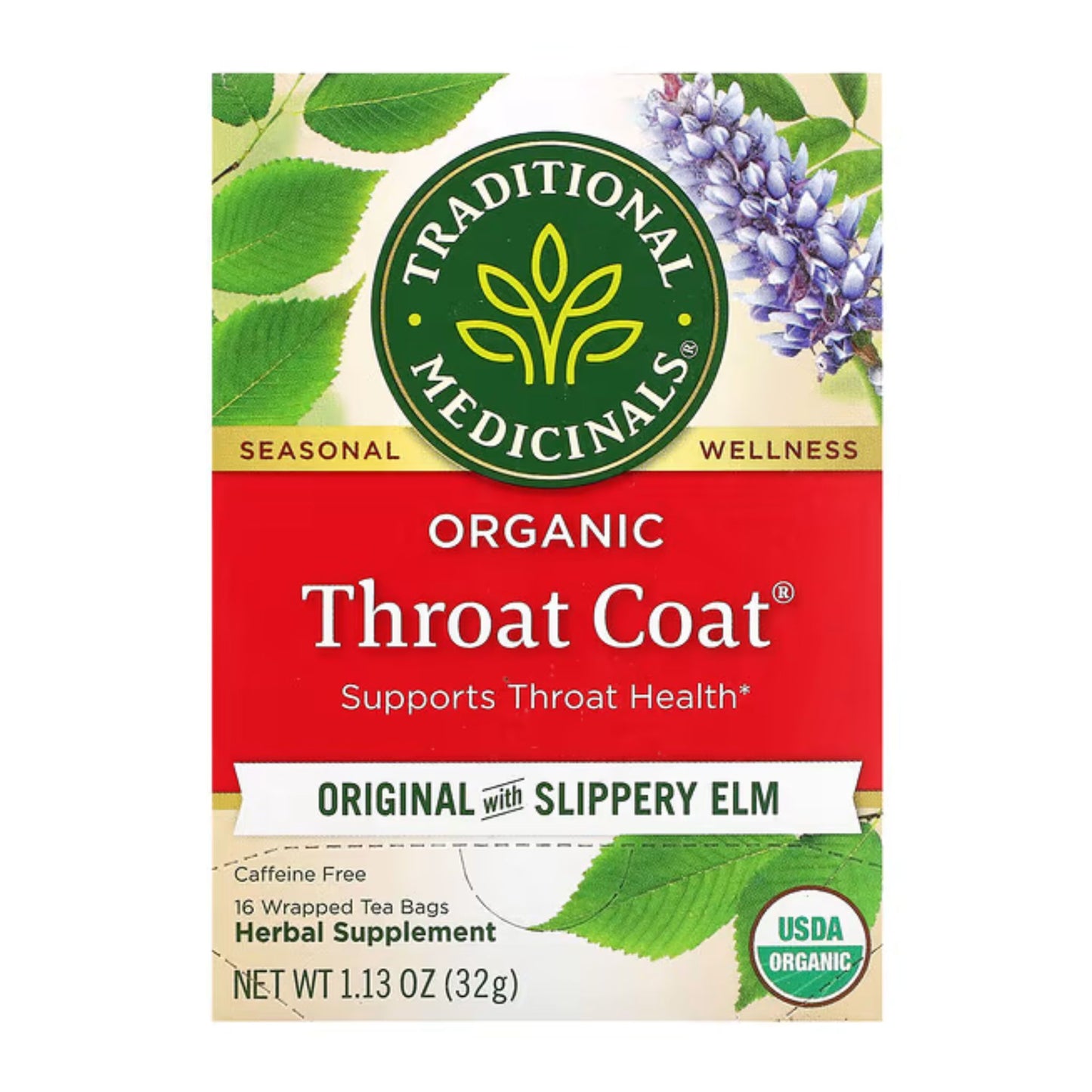 Traditional Medicinals Throat Coat Slippery Elm 16 Tea Bags